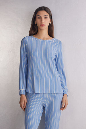 חולצה ארוכה מפתח סירה Oxford Stripes
