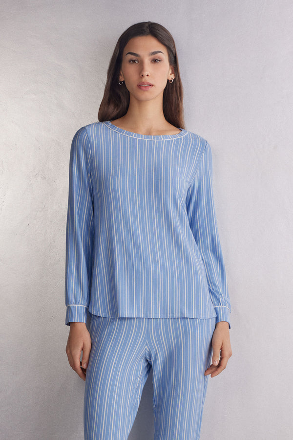 חולצה ארוכה מפתח סירה Oxford Stripes