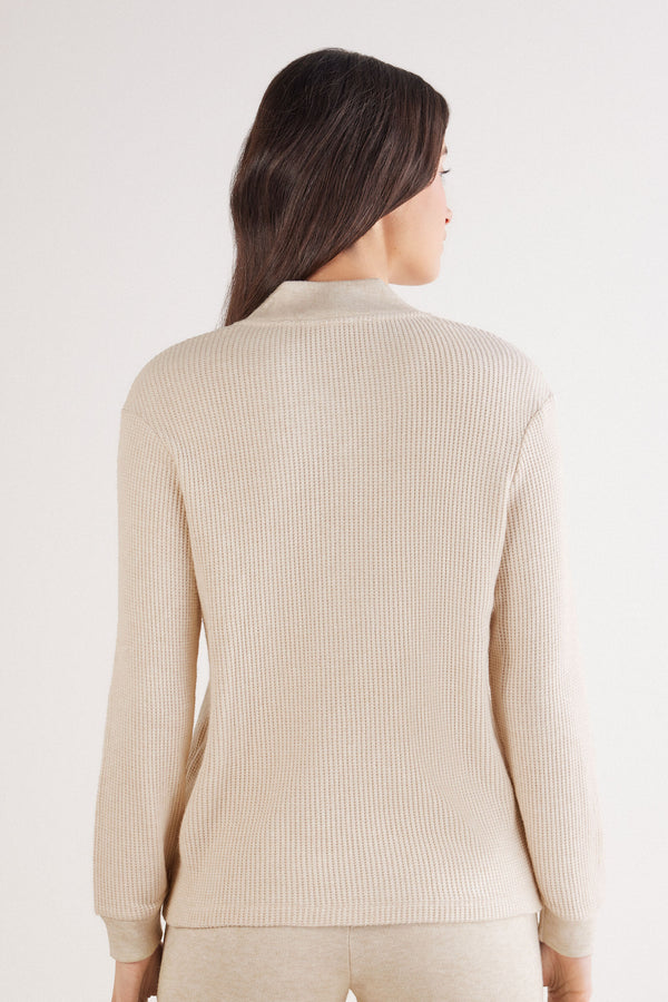 סריג ריב עם מפתח וי Soft Tricot