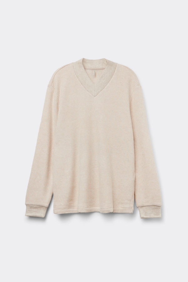 סריג ריב עם מפתח וי Soft Tricot