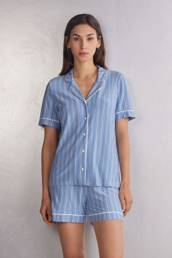 חולצה מכופתרת קצרה Oxford Stripes