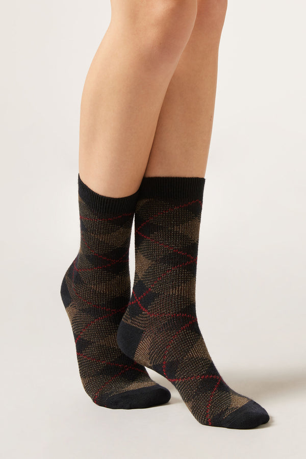 גרבי קשמיר עם משבצות Tartan