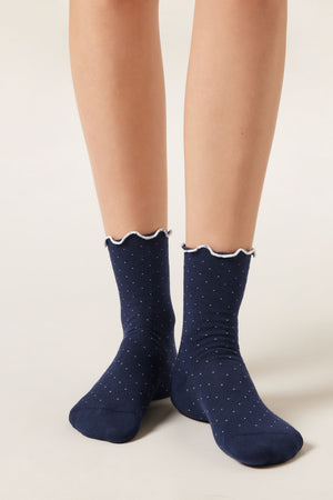 גרביים עם סיומת מסולסלת Micro Polka Dot