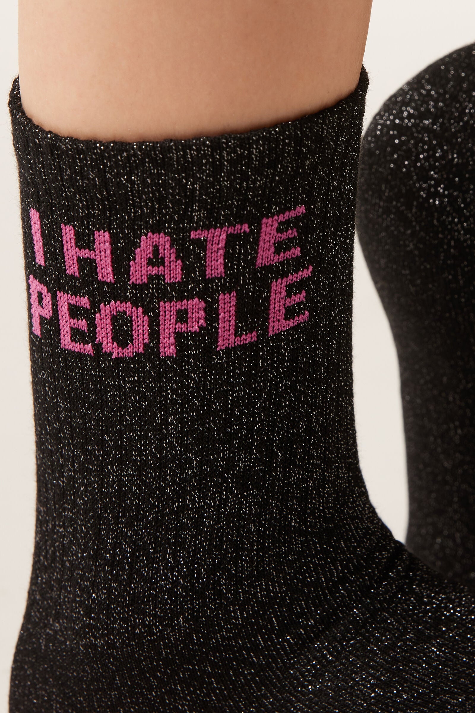 גרבי גליטר נצנצים עם הדפס כיתוב