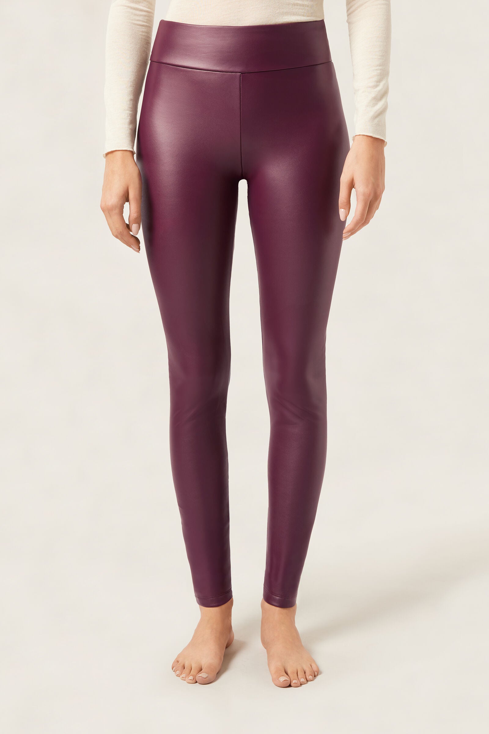 מכנסיים תרמיים סקיני דמוי עור