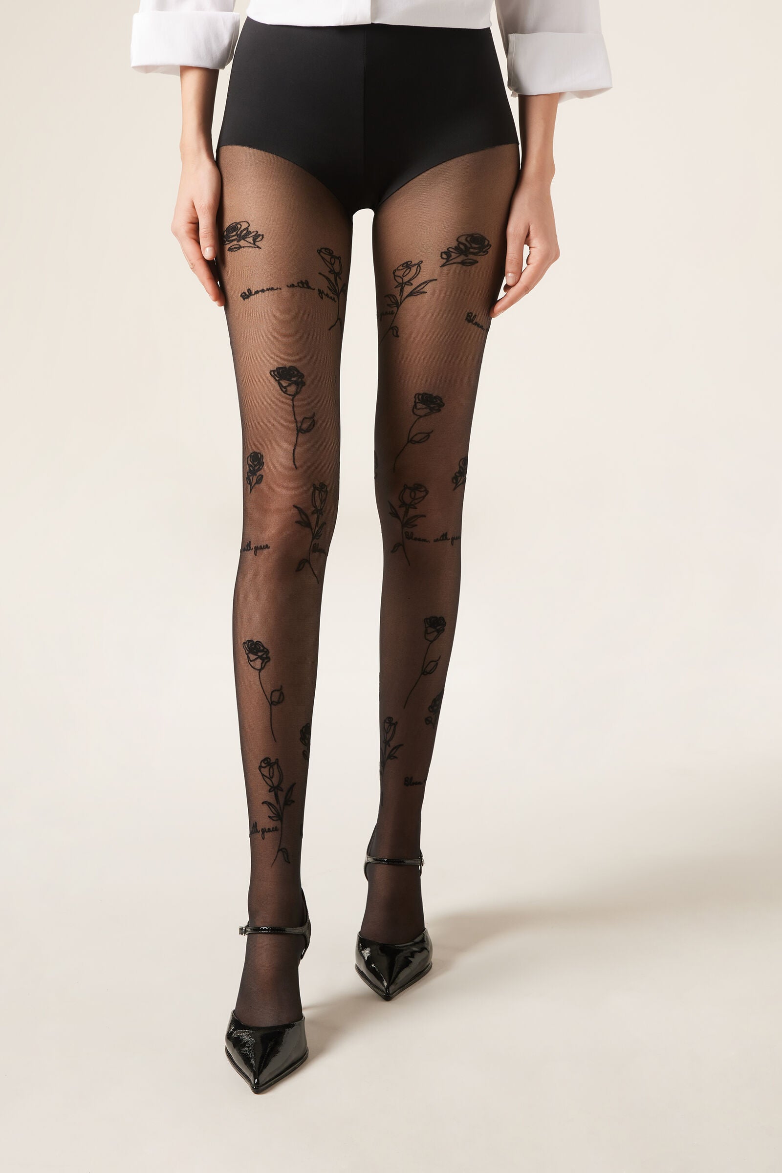 גרביונים שקופים 30 דניר עם הדפס Rose