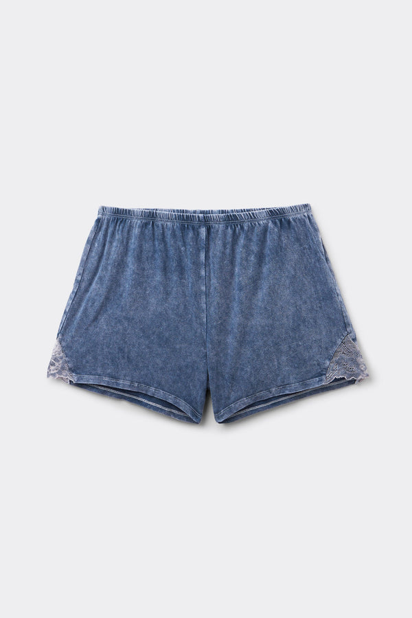מכנסיים קצרים מבד כותנה בגימור תחרה Denim Romance