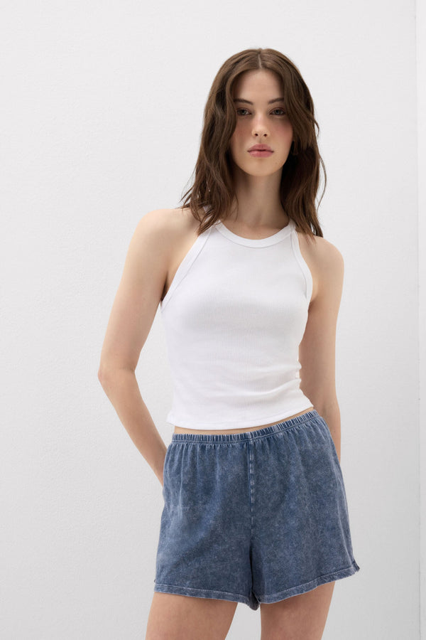 מכנסיים קצרים מבד כותנה בגימור תחרה Denim Romance
