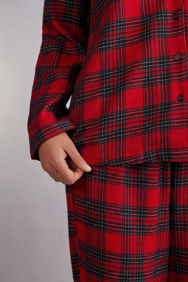 פיג'מת 2 חלקים מבד משבצות Couple Tartan