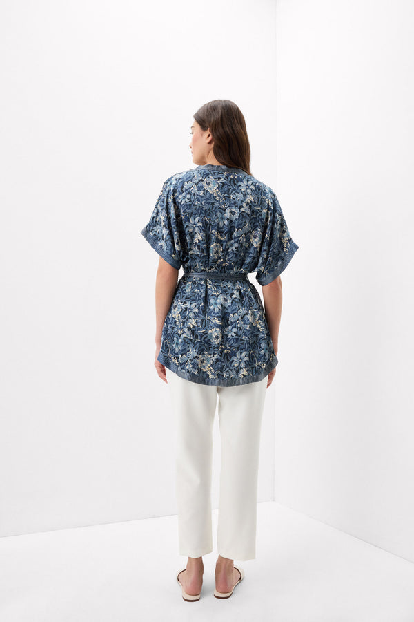 קימונו סטן ויסקוזה Fanciful Flowers Printed