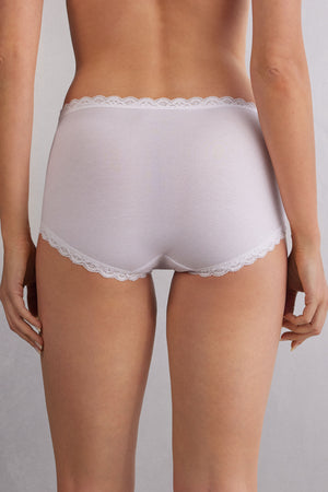 תחתונים צרפתיים כותנה ותחרה High-Waisted