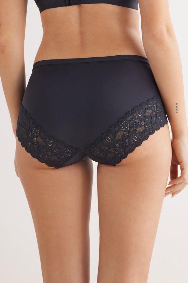 תחתונים מיקרופייבר תחרה High-Waisted