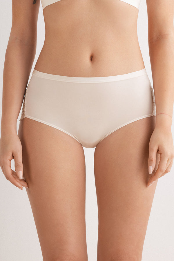 תחתונים מיקרופייבר תחרה High-Waisted