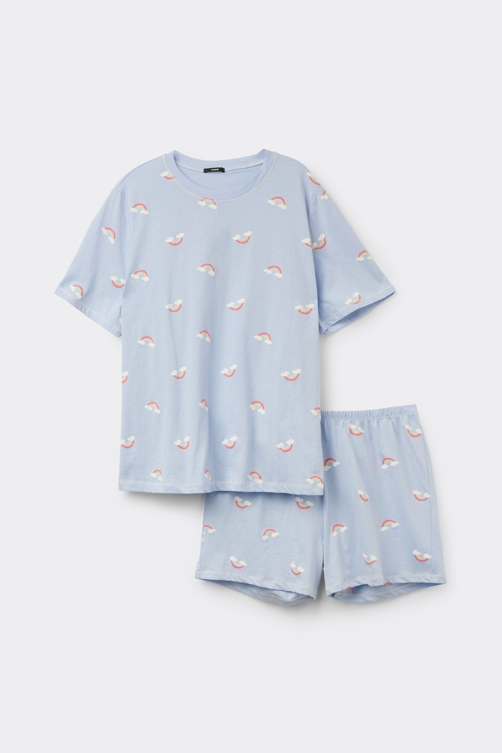 סט פיג'מה קצרה מבד כותנה