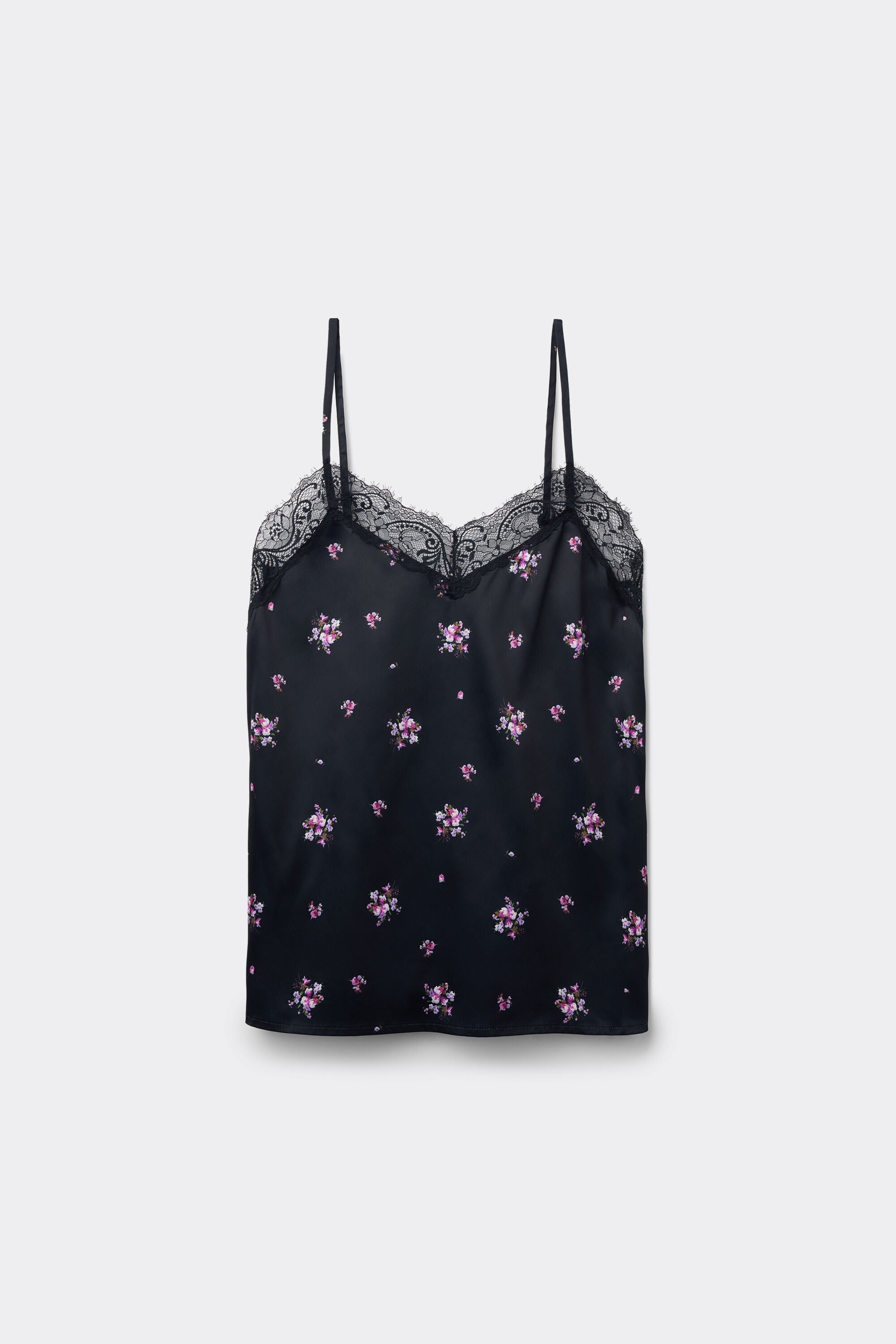 גופיית סטן ותחרה עם הדפס נקודות